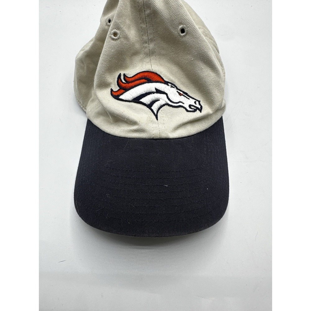 VTG 90s Twins Enterprise NFL Official Denver Broncos Hat Snapback Cap Beige Navy - Picture 4 of 14